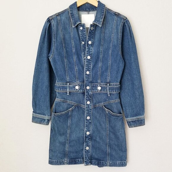 Mother Superior Women's S The Batwing Cinch Waist Mini Denim Dress Beer Me $525 - Picture 9 of 16